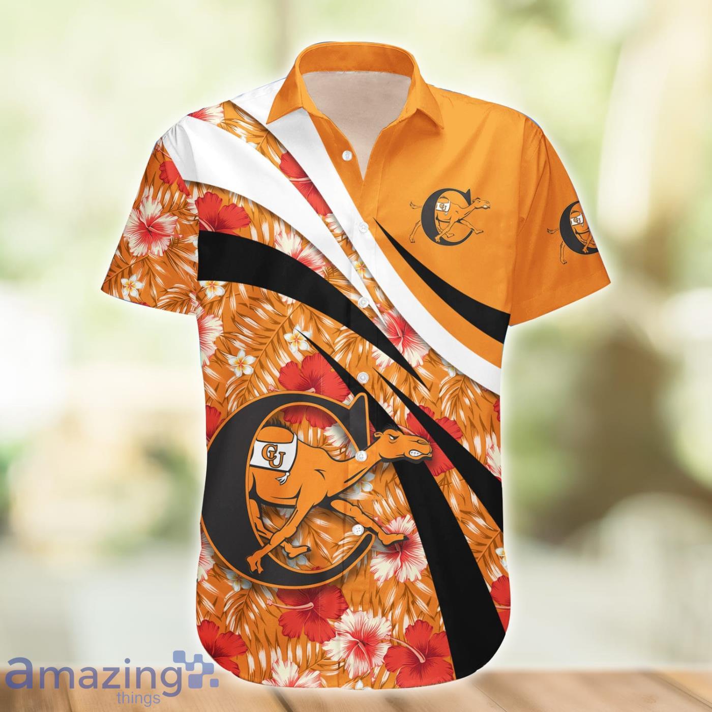 Campbell Fighting Camels NCAA Hibiscus Flower Pattern Aloha Hawaiian Shirt Product Photo 1