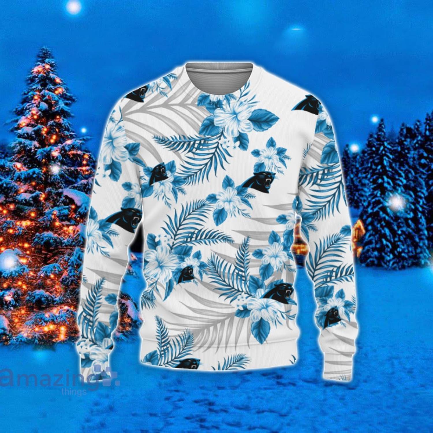 Carolina Panthers Christmas Snow Heart Pattern Ugly Christmas Sweater -  Freedomdesign