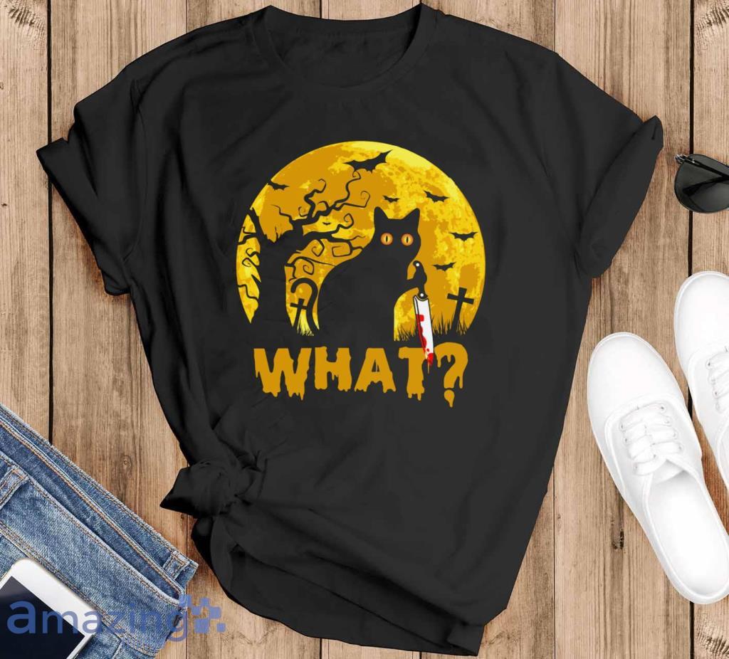 Cat What Black Cat Halloween T Shirt Product Photo 1