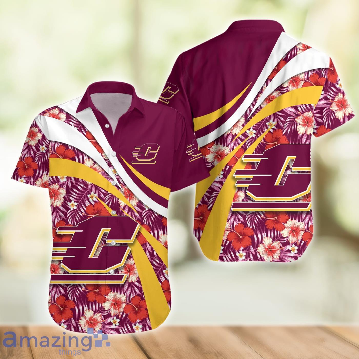 Central Michigan Chippewas NCAA Hibiscus Flower Pattern Aloha Hawaiian Shirt image Central Michigan Chippewas NCAA Hibiscus Flower Pattern Aloha Hawaiian Shirt Product Photo 2