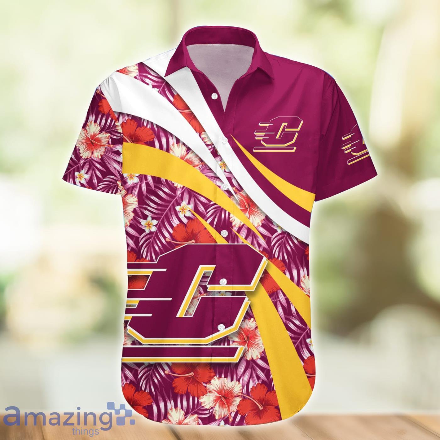 Central Michigan Chippewas NCAA Hibiscus Flower Pattern Aloha Hawaiian Shirt Product Photo 1