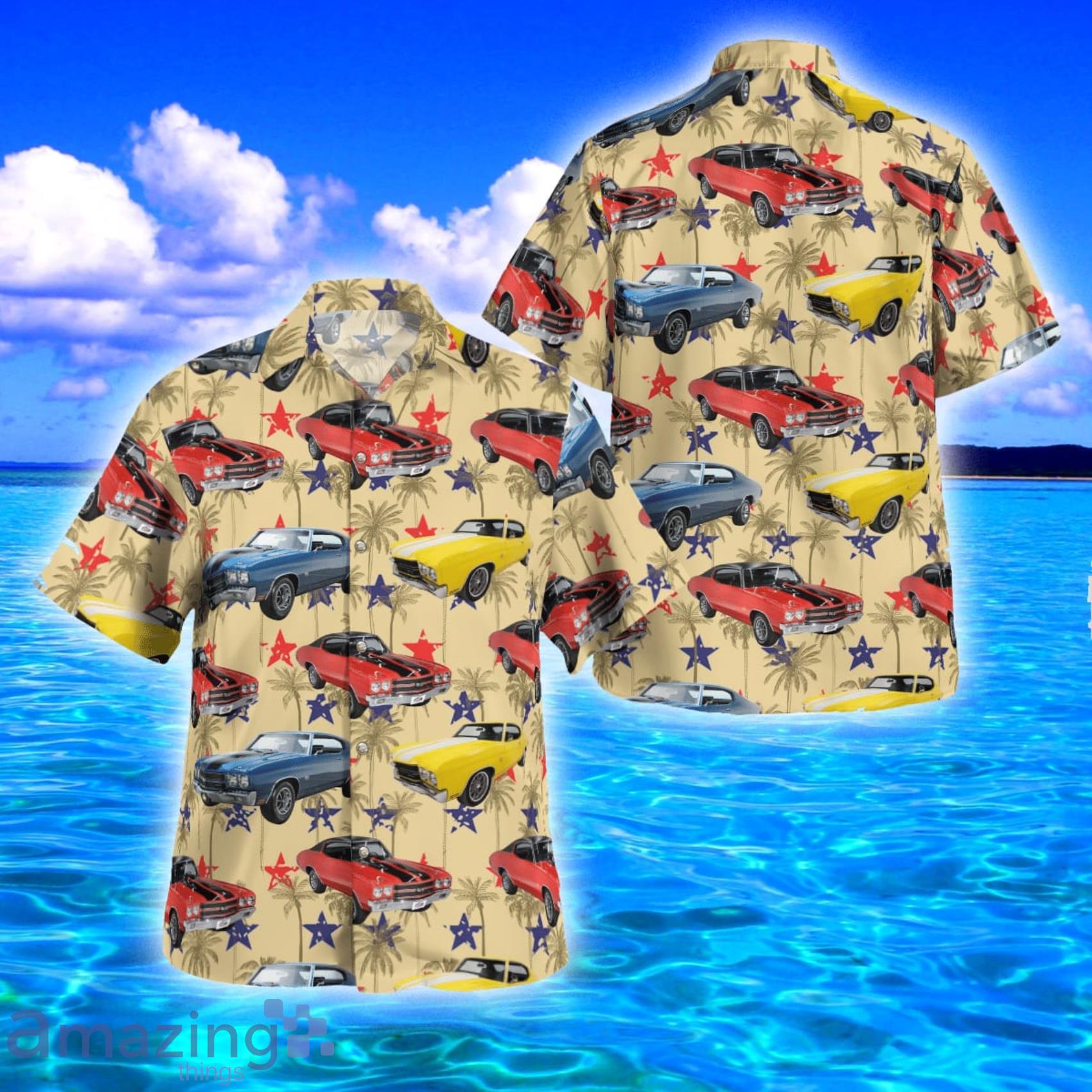 Chevy Mid-Sized Automobile Car Independence Day Tropical Style AOP Print Shirt Sleeve Hawaiian Shirt And Beach Short Product Photo 1