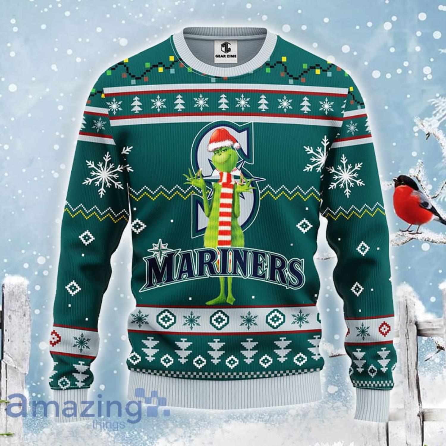 Men And Women Christmas Gift MLB Seattle Mariners Logo With Funny Grinch 3D  Ugly Christmas Sweater For Fans - Banantees