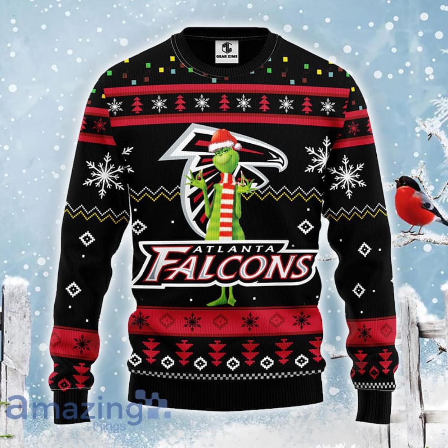 Atlanta Falcons American NFL Football Team Logo Cute Grinch Knitted Xmas 3D  Sweater - Banantees