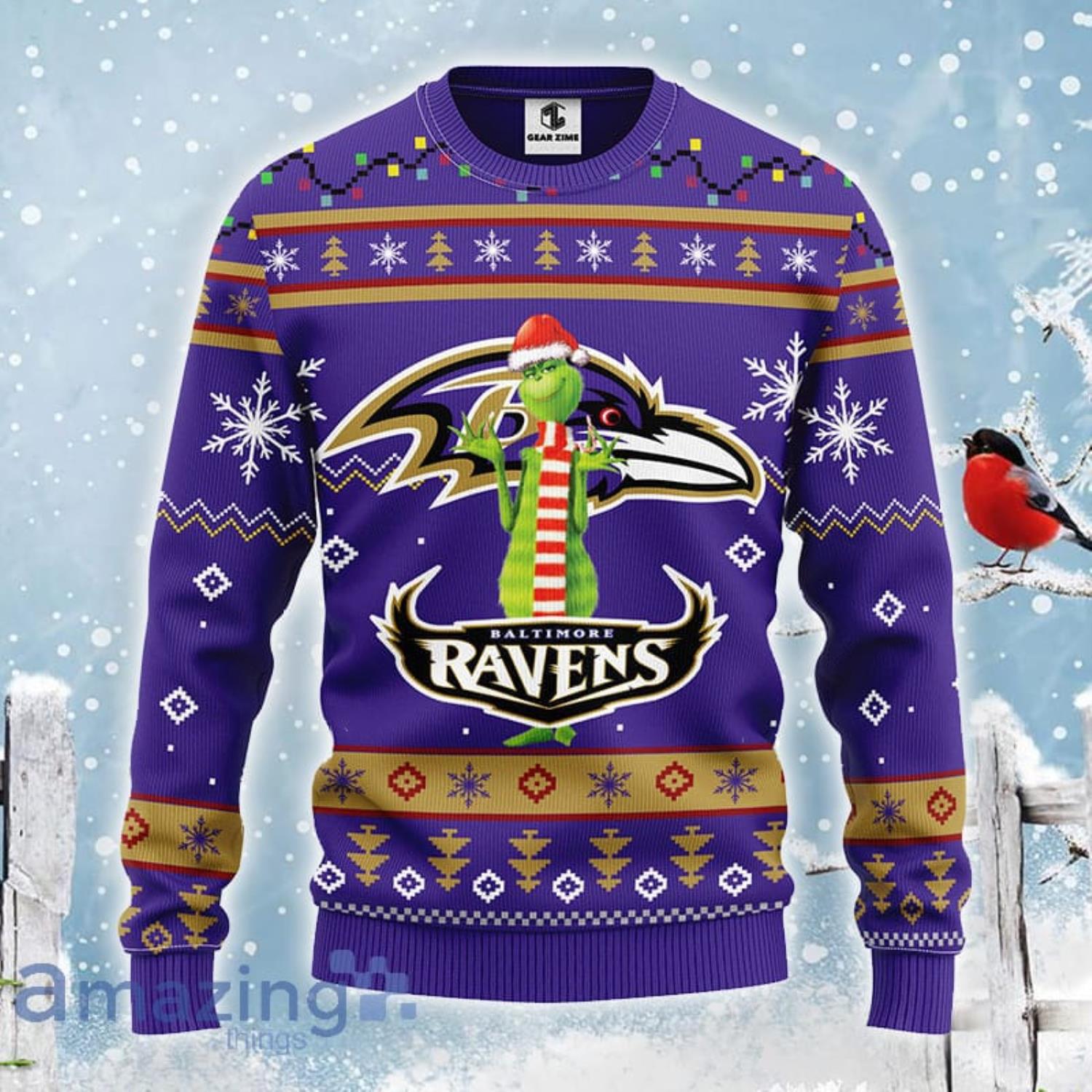 Baltimore Ravens Grinch Ugly Christmas Sweater