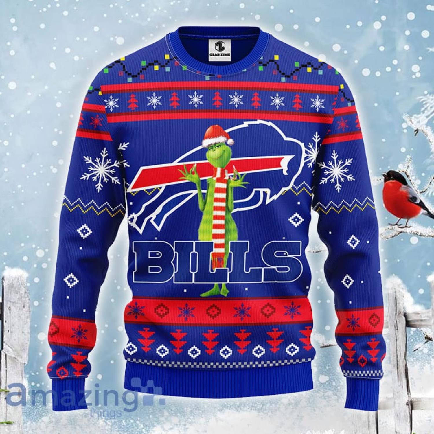 NFL Fans Buffalo Bills 12 Grinch Xmas Day Logo Ugly Christmas