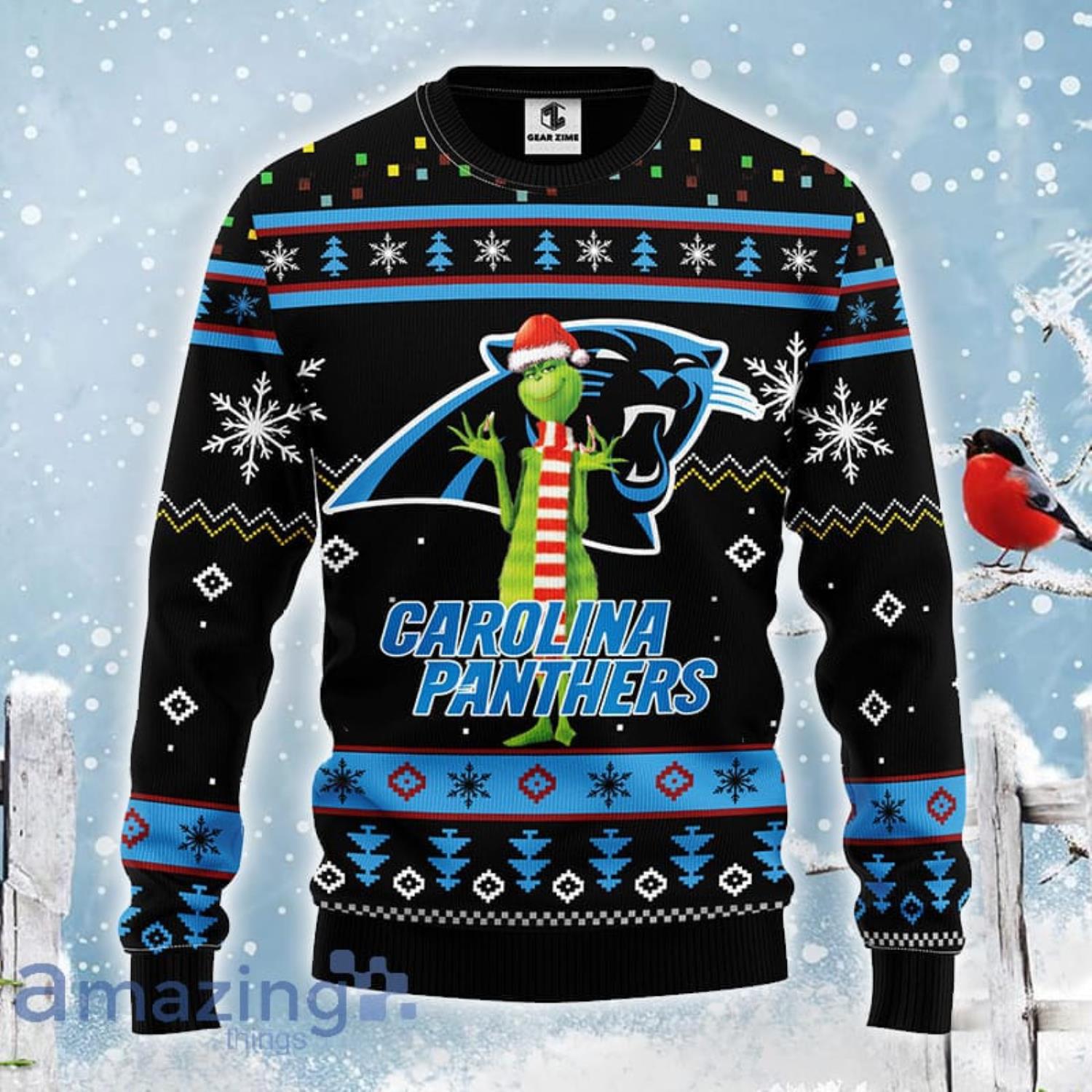 Men And Women Christmas Gift NFL Carolina Panthers Logo With Funny Grinch  3D Ugly Christmas Sweater For Fans - Banantees