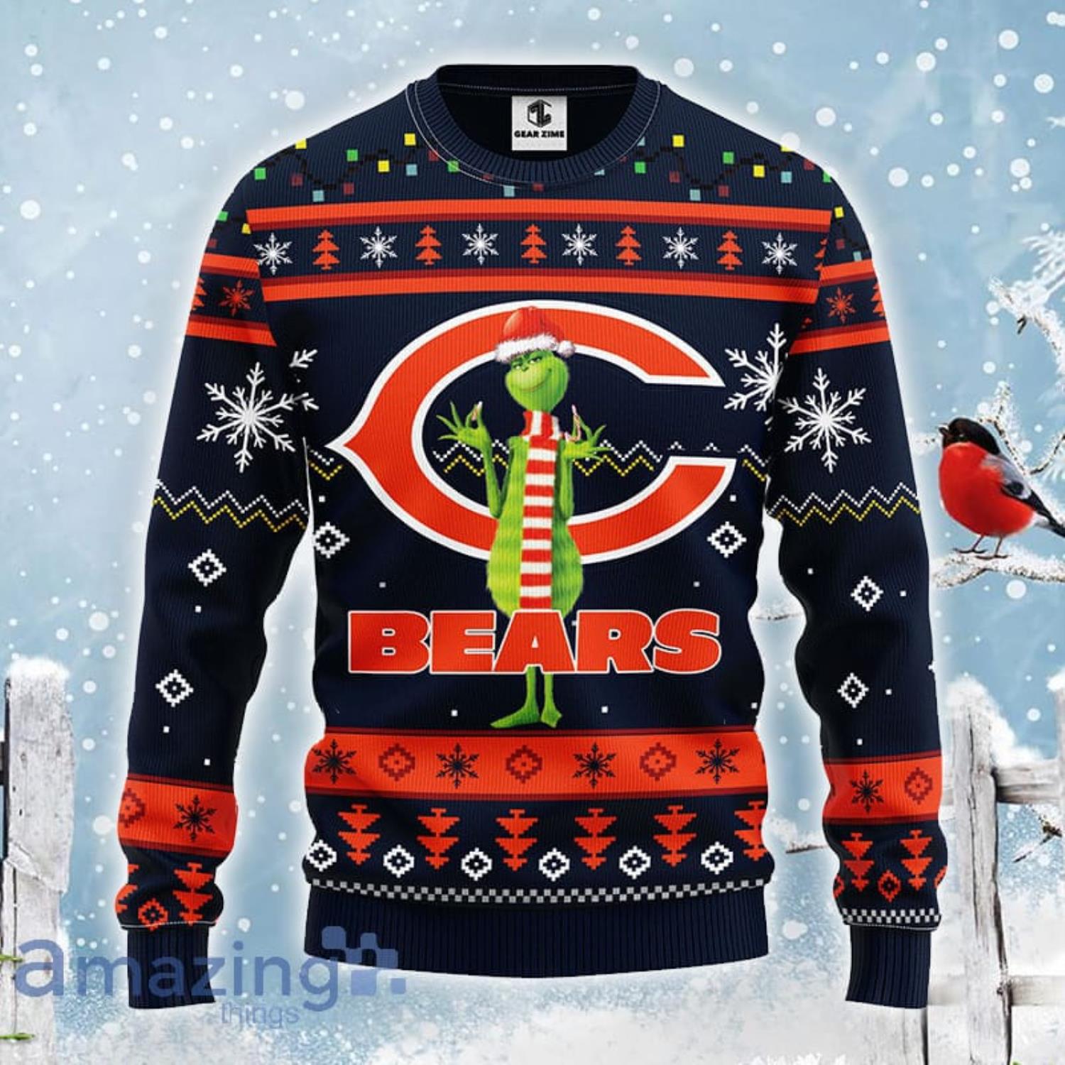 Christmas Gift NFL Chicago Bears Logo With Funny Grinch Ugly Christmas  Sweater For Fans