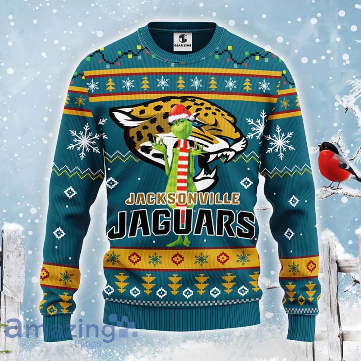 Jacksonville Jaguars Christmas Grinch Knitted Ugly Christmas Sweater AOP  Gift For Men And Women - Limotees