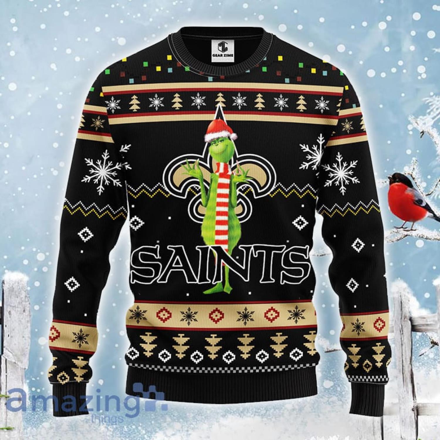 Christmas Gift NFL New Orleans Saints Logo With Funny Grinch Ugly Christmas  Sweater For Fans