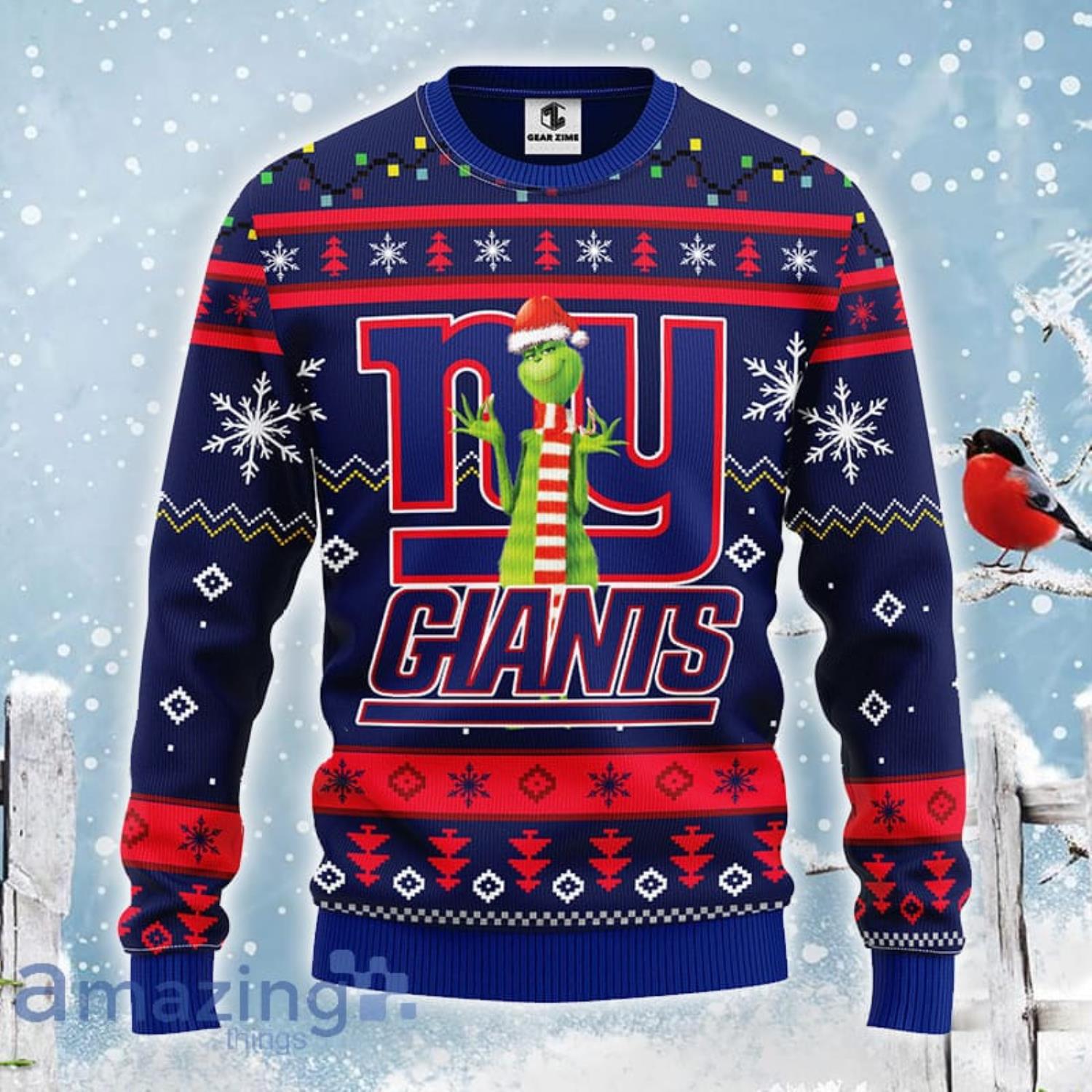 Christmas Gift NFL New York Giants Logo With Funny Grinch Ugly