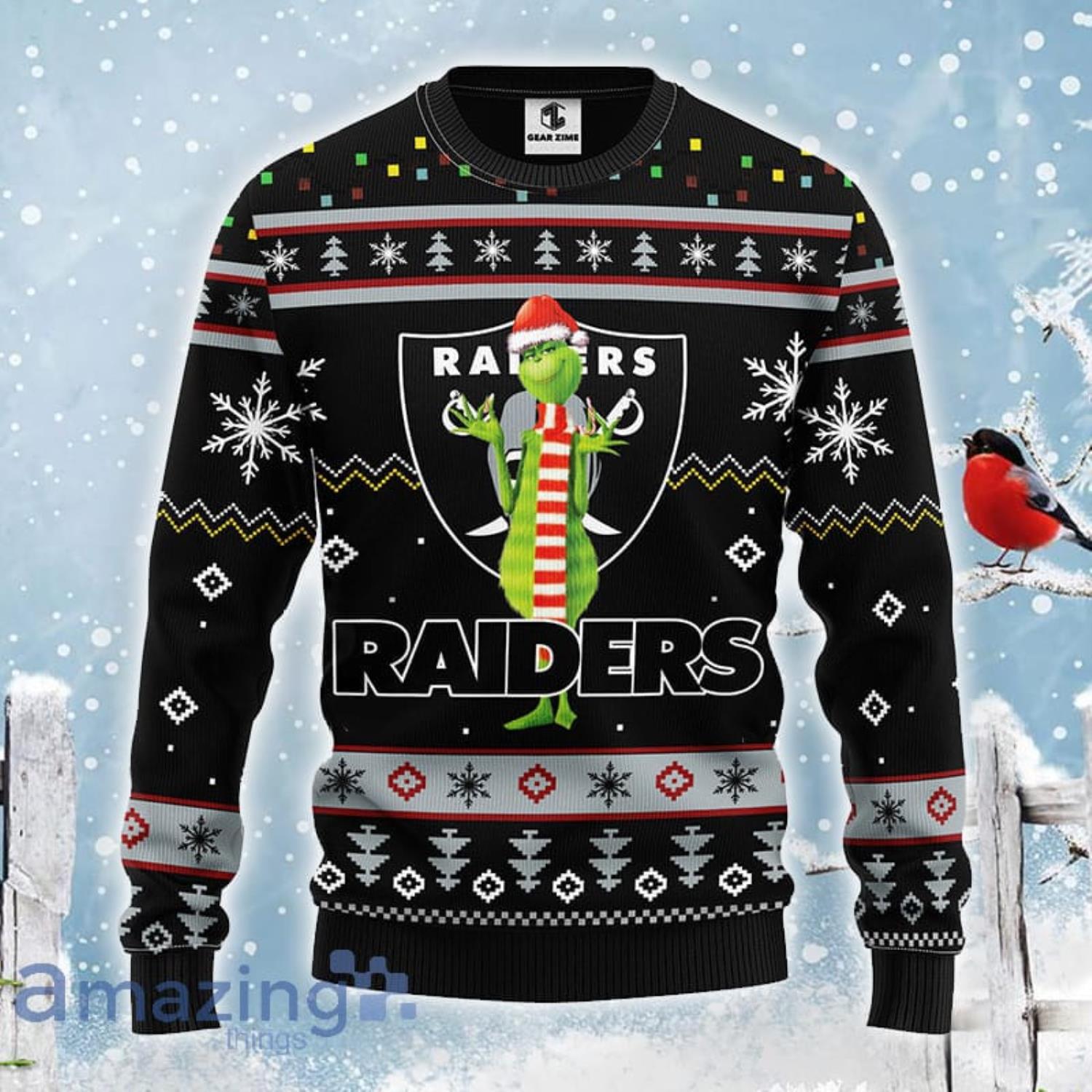 NFL Fans Oakland Raiders Funny Grinch Logo Ugly Christmas Sweater For Men  And Women - Banantees