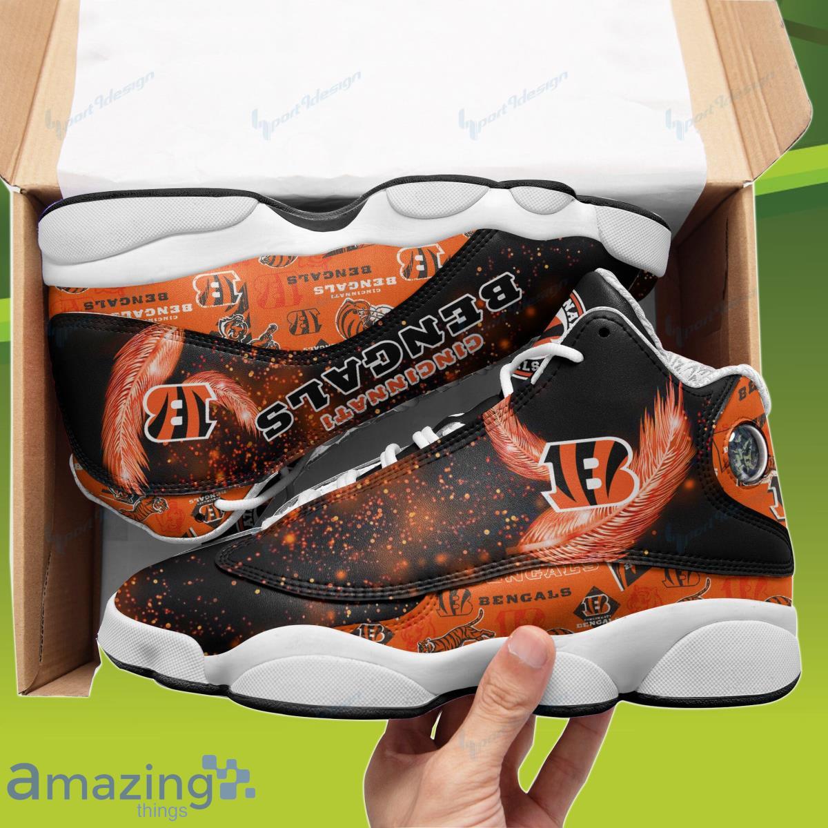 Cincinnati Bengals Air Jordan 13 Sneakers Sport Shoes Full Size 