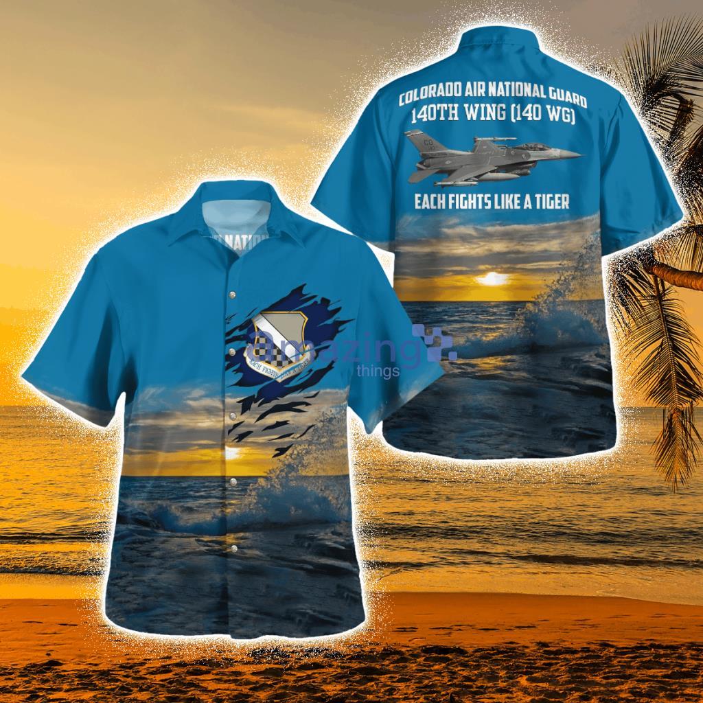 Colorado Air National Guard 140th Wing (140 Wg) F-16c Fighting Falcon Tropical Hawaiian Shirt Product Photo 1