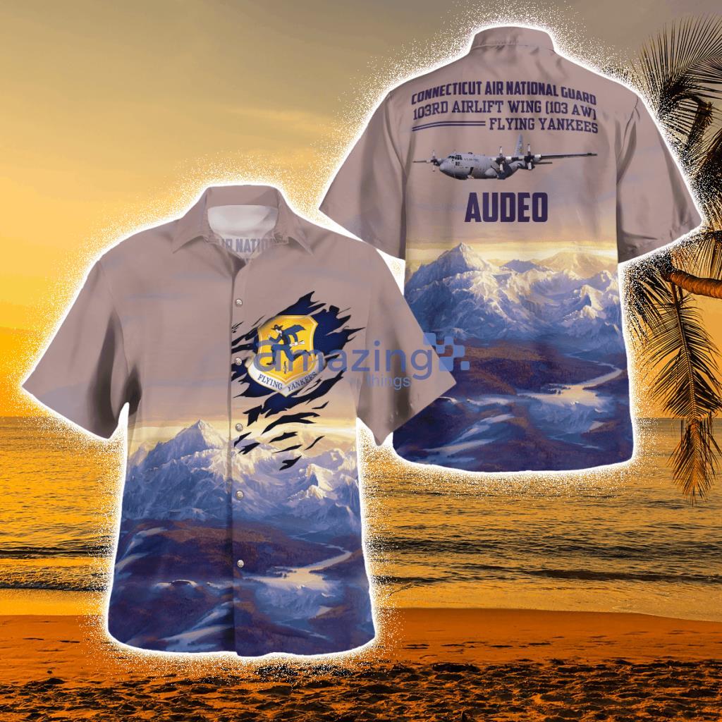 Connecticut Air National Guard 103rd Airlift Wing (103 Aw) C-130h Hercules Tropical Hawaiian Shirt Product Photo 1