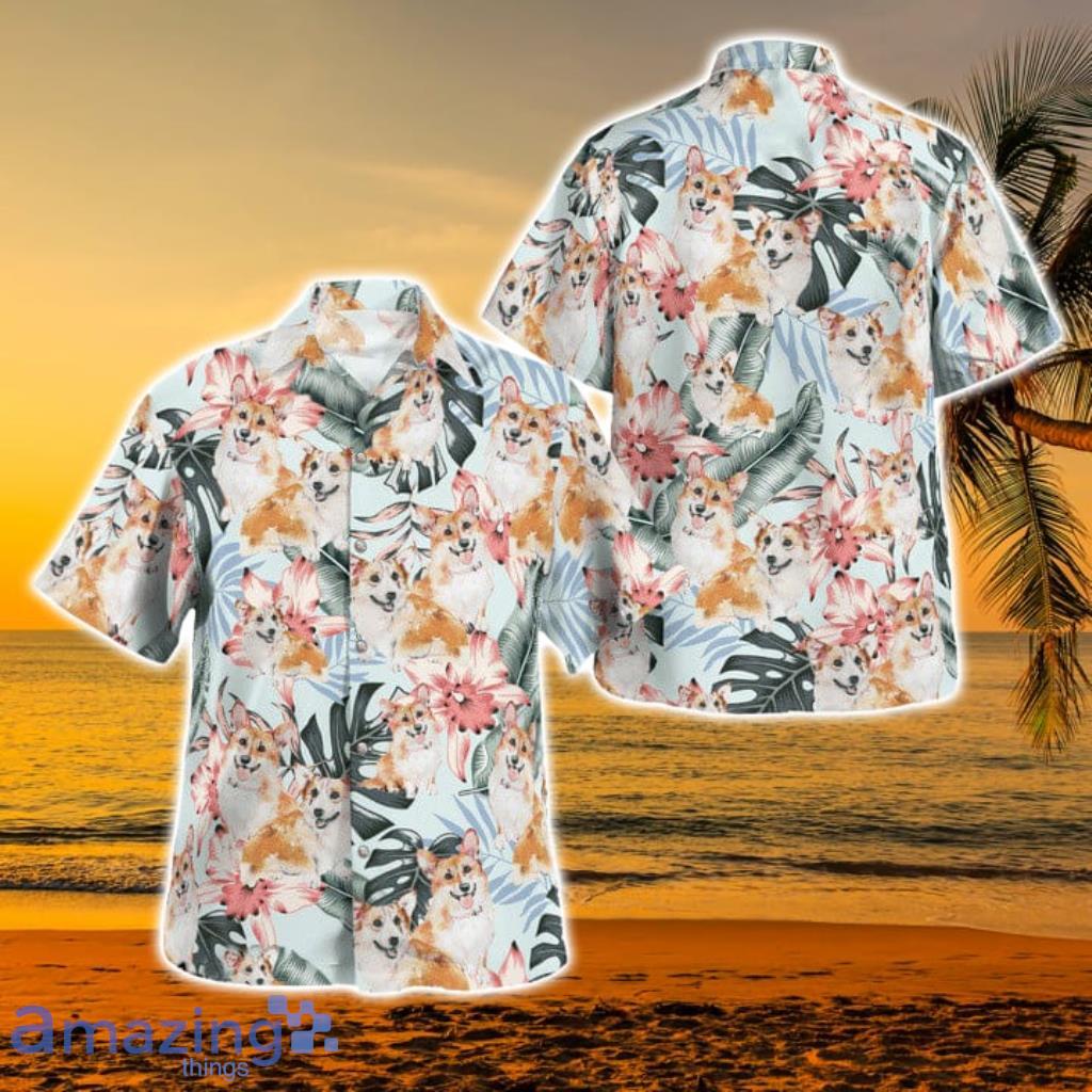 Corgi Hawaiian Shirt, Corgi Tropical Pattern Hawaiian Shirt, Funny Corgi Dog Aloha Shirt Product Photo 1