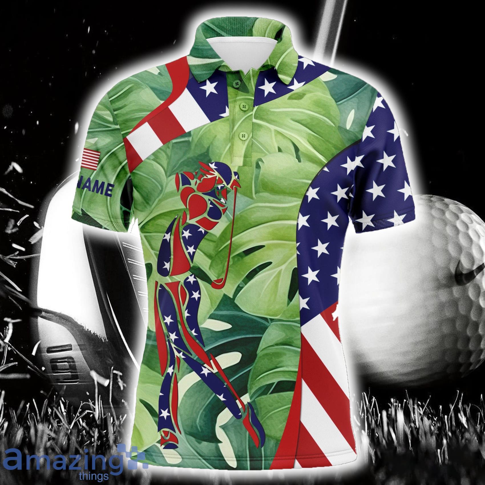 Custom Name American Flag Patriot Golf Green Tropical Aop Polo Shirt For Men And Women Product Photo 1
