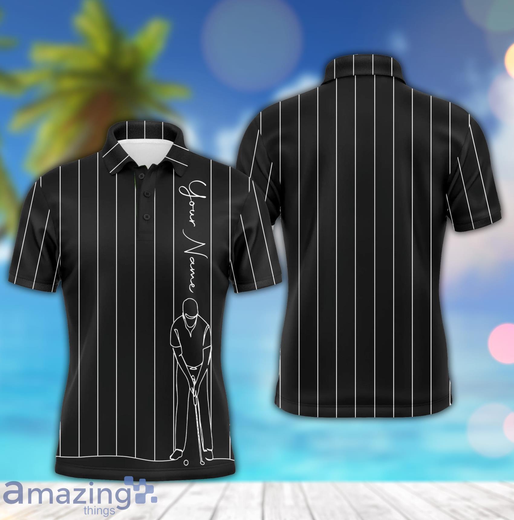 Custom Name Black And White Line Polo Shirt For Men And Women Product Photo 1
