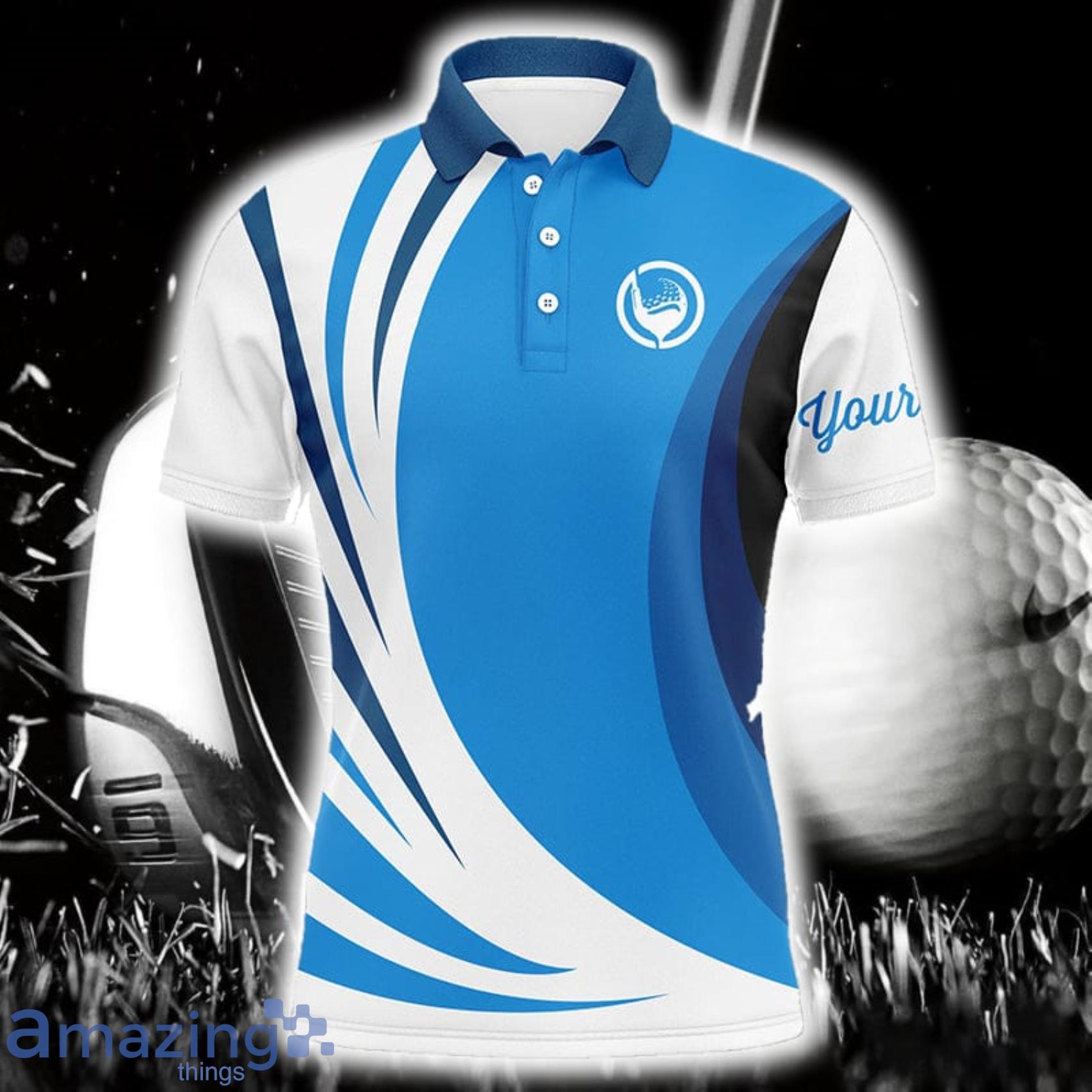 Custom Name Blue And White Polo Shirt For Men And Women Product Photo 1