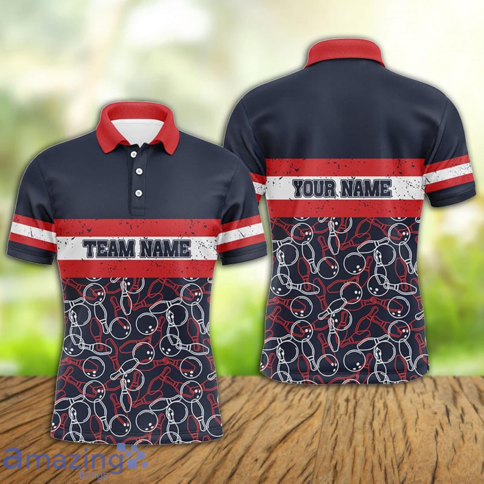 Custom Name Red And Blue Vintage Bowling Team Bowlers Jerseys Polo Shirt For Men And Women Product Photo 1