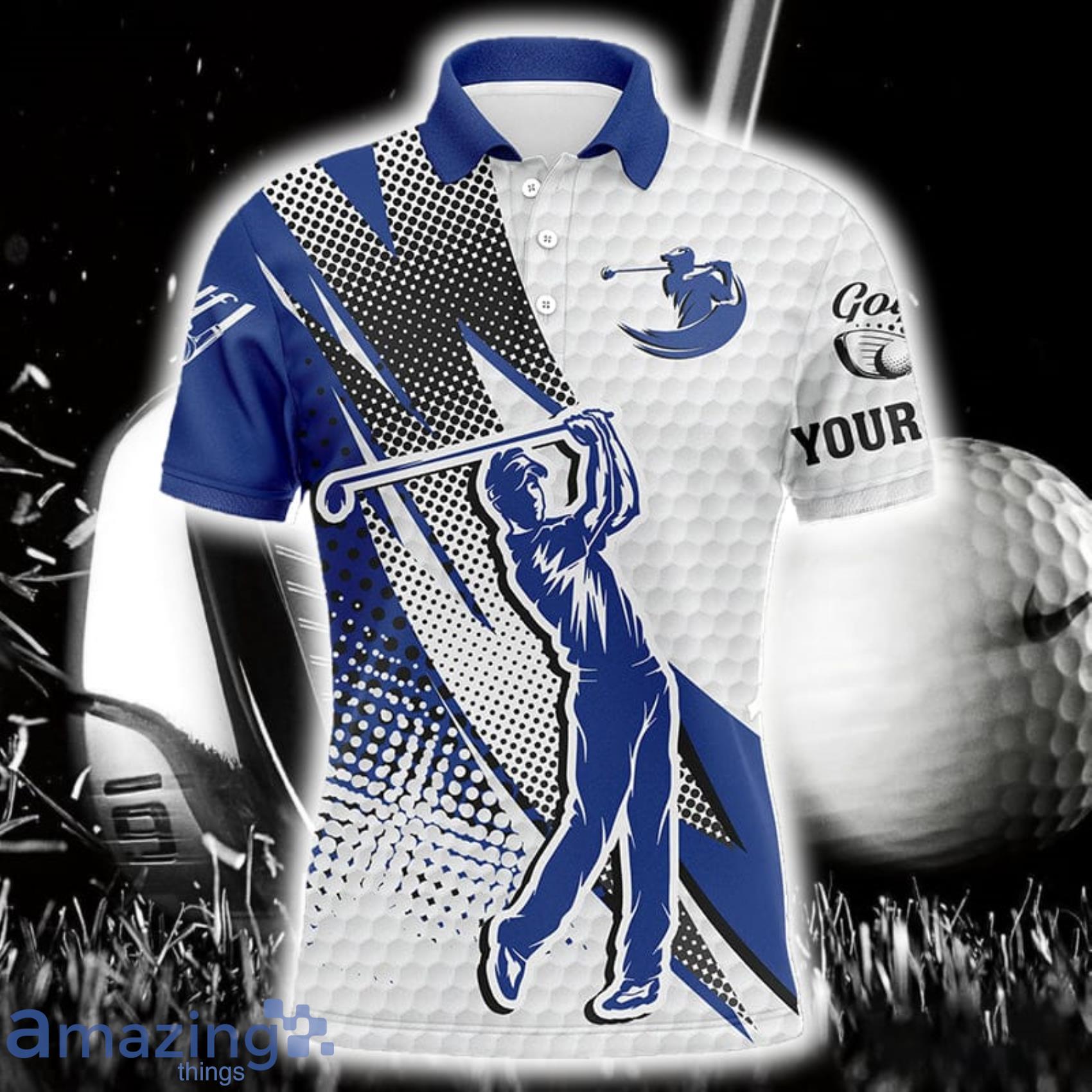 Custom Name White And Blue Polo Golf Polo Shirt For Men And Women Product Photo 1