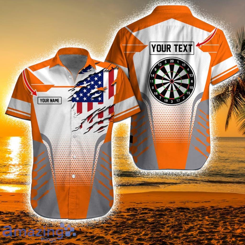 Customized Name And Text Darts American Flag Personalized Dartboard Hawaiian Shirts - Gift For Darts Lovers Product Photo 1
