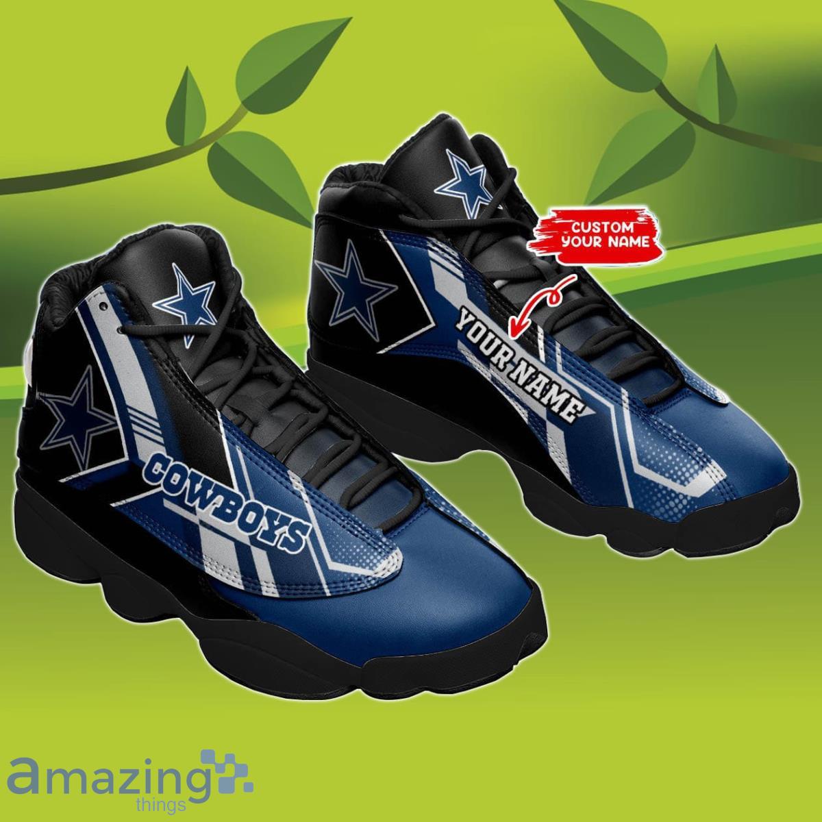 Dallas Cowboys Custom Name Air Jordan 13 Sneakers Stylish gifts for young  people