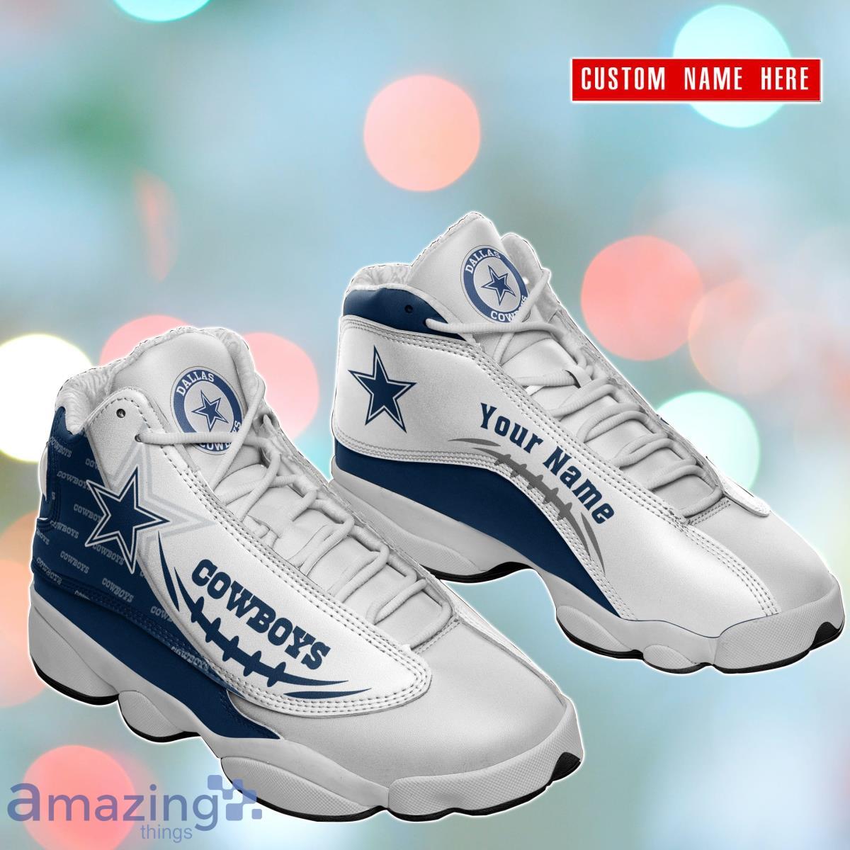 Dallas Cowboys Custom Name Air Jordan 13 Sneakers Stylish gifts for young  people