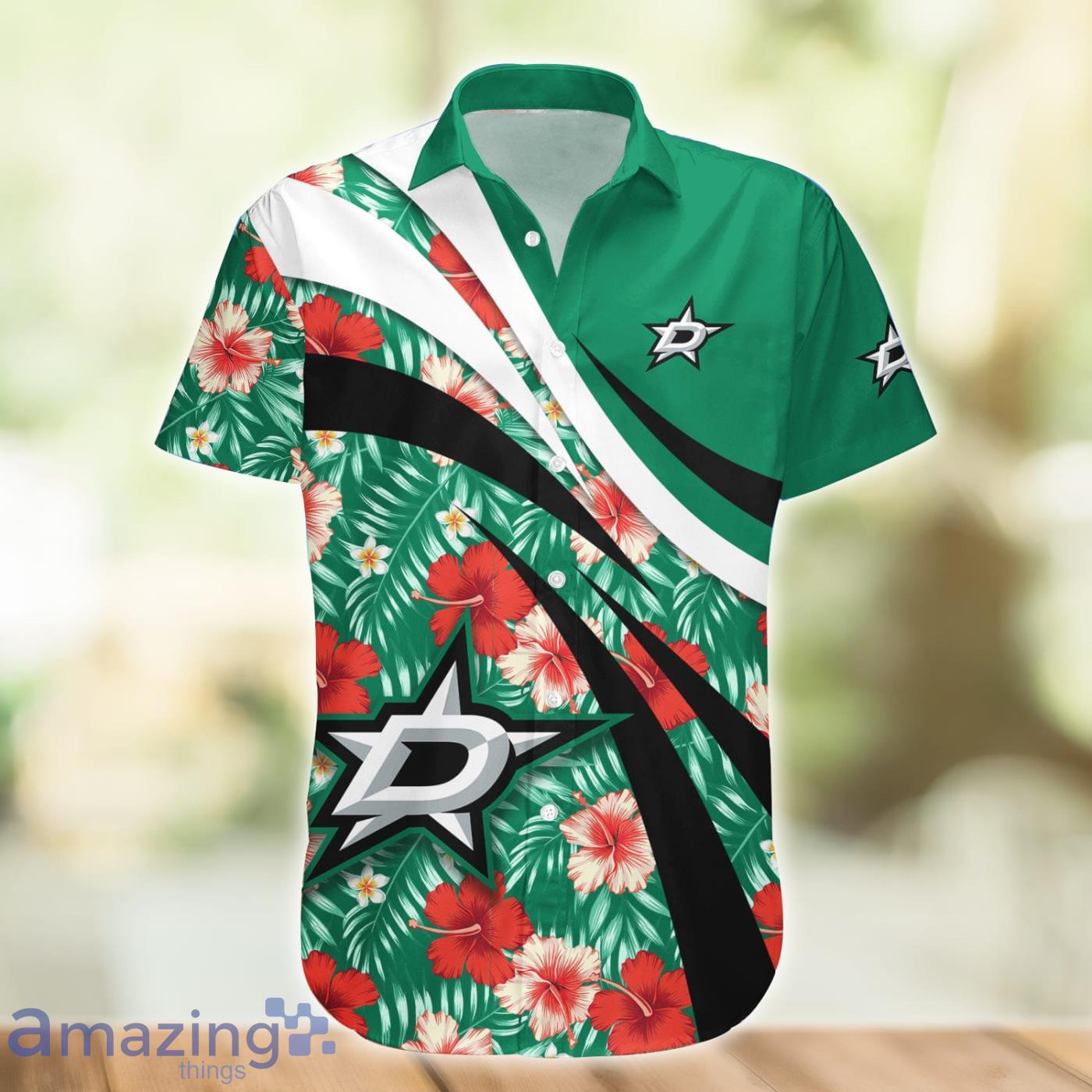 Dallas Stars NHL Hibiscus Flower Pattern Aloha Hawaiian Shirt Product Photo 1