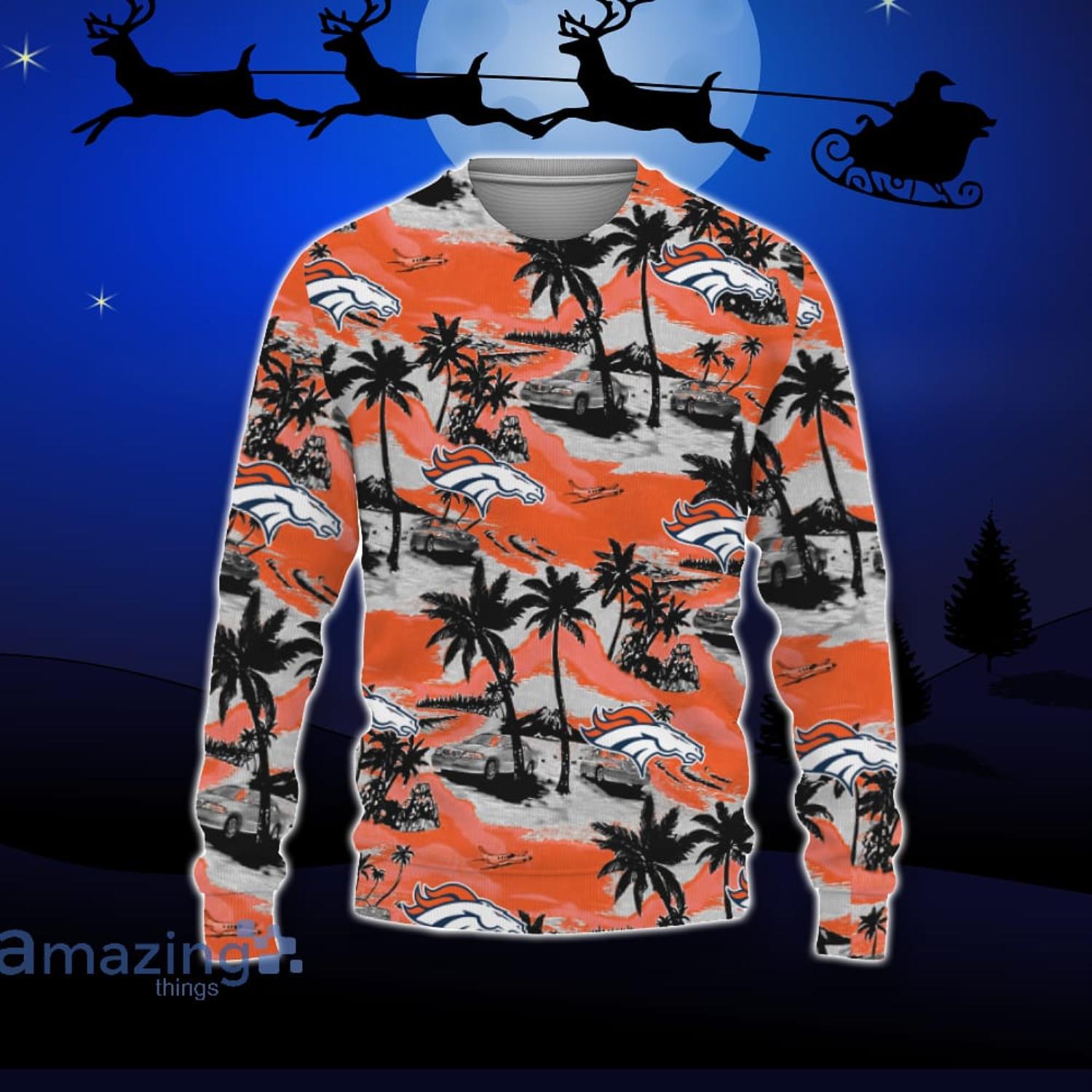 Denver Broncos Hawaii Tropical Patterns Ugly Christmas Sweater For Fans