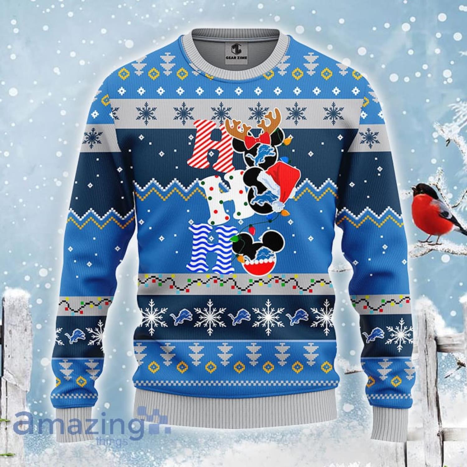 Detroit Lions NFL Team HoHoHo Mickey Funny Christmas Gift Ugly Christmas  Sweater