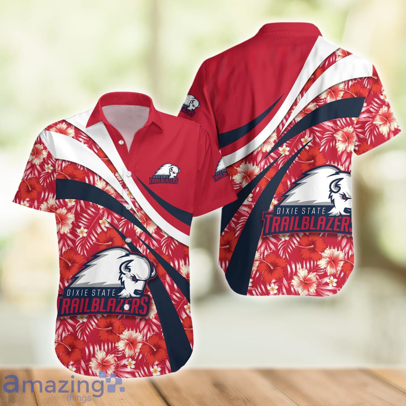 Dixie State Trailblazers NCAA Hibiscus Flower Pattern Aloha Hawaiian Shirt image Dixie State Trailblazers NCAA Hibiscus Flower Pattern Aloha Hawaiian Shirt Product Photo 2