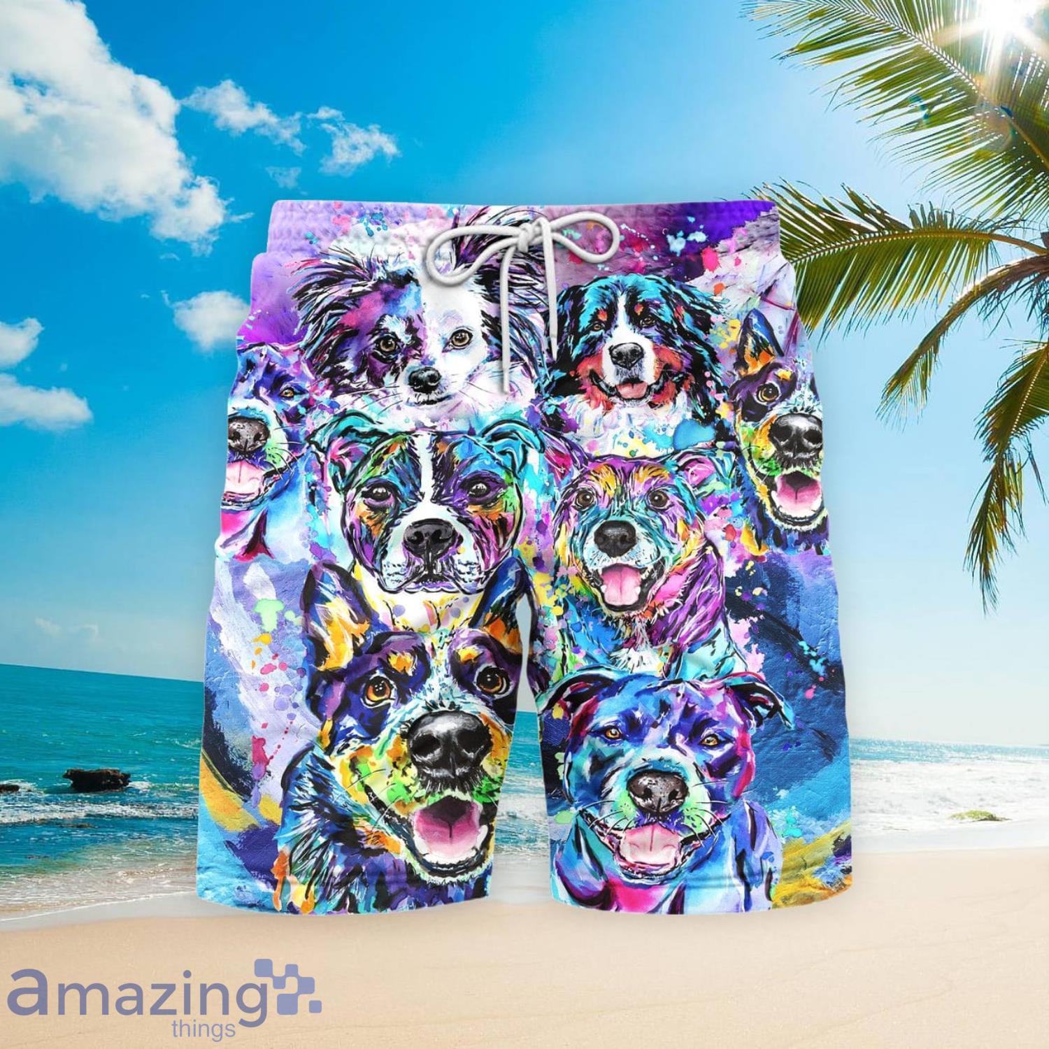 Dog Faces Beach Short For Men Best Gift For Summer Product Photo 1
