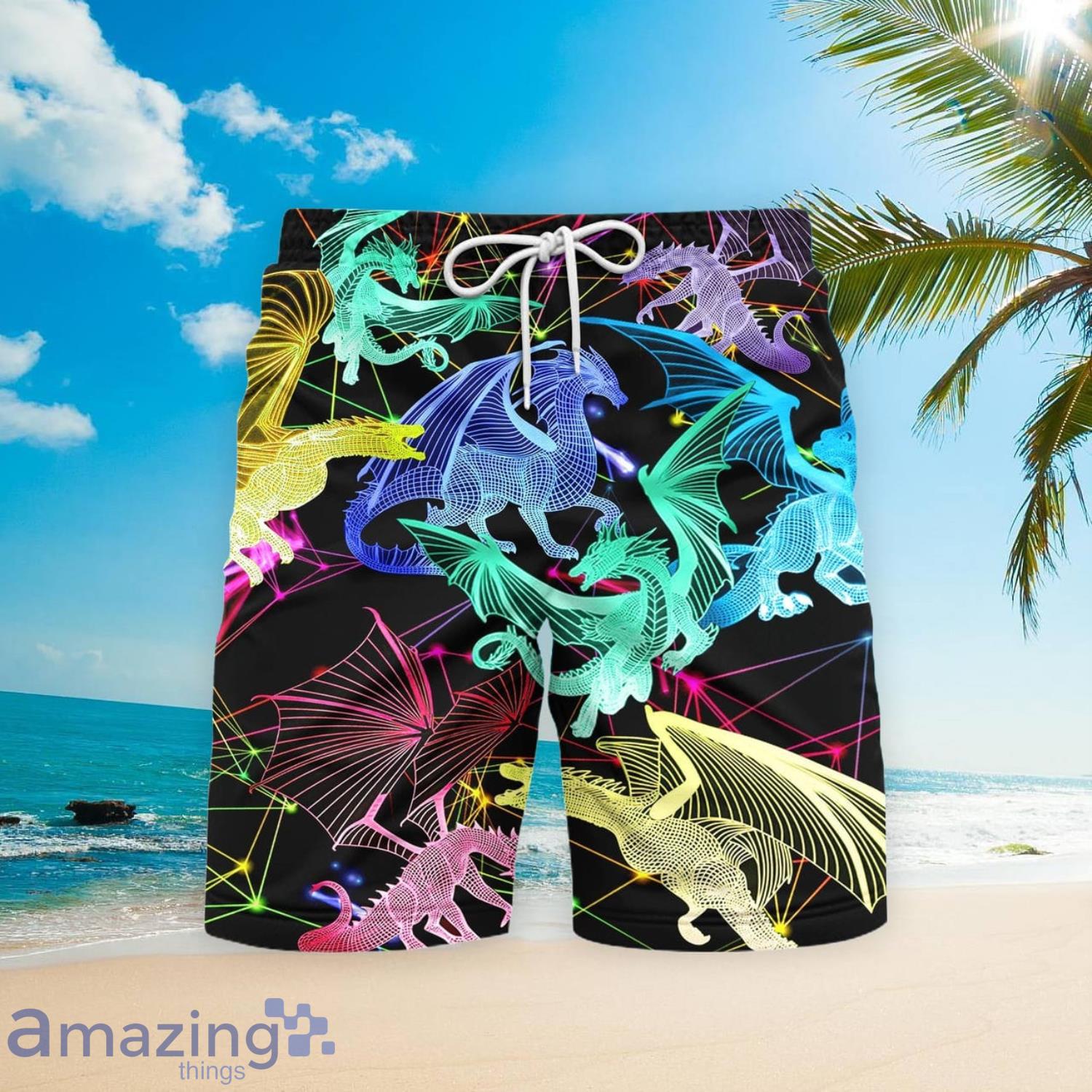 Dragon Neon Beach Short For Men Best Gift For Summer image Dragon Neon Beach Short For Men Best Gift For Summer Product Photo 2