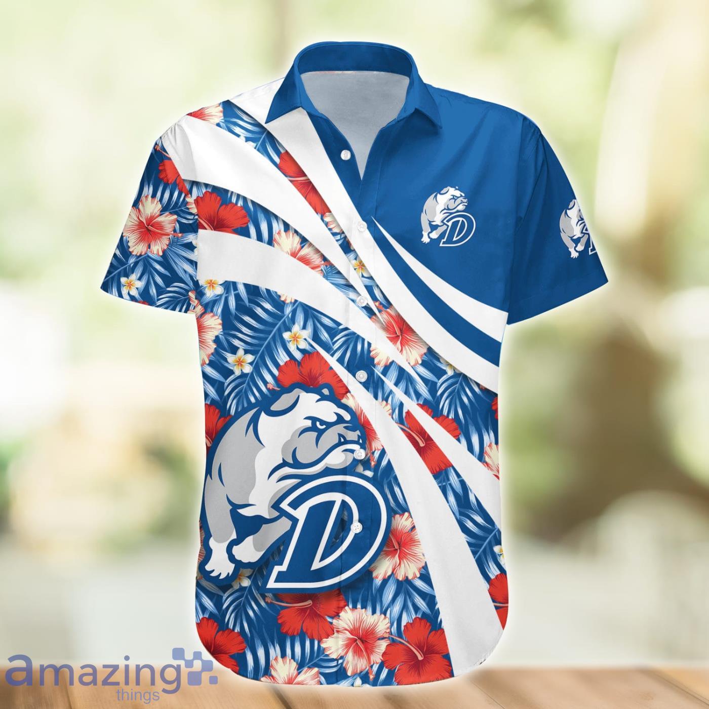 Drake Bulldogs NCAA Hibiscus Flower Pattern Aloha Hawaiian Shirt Product Photo 1 Drake Bulldogs NCAA Hibiscus Flower Pattern Aloha Hawaiian Shirt Product Photo 1