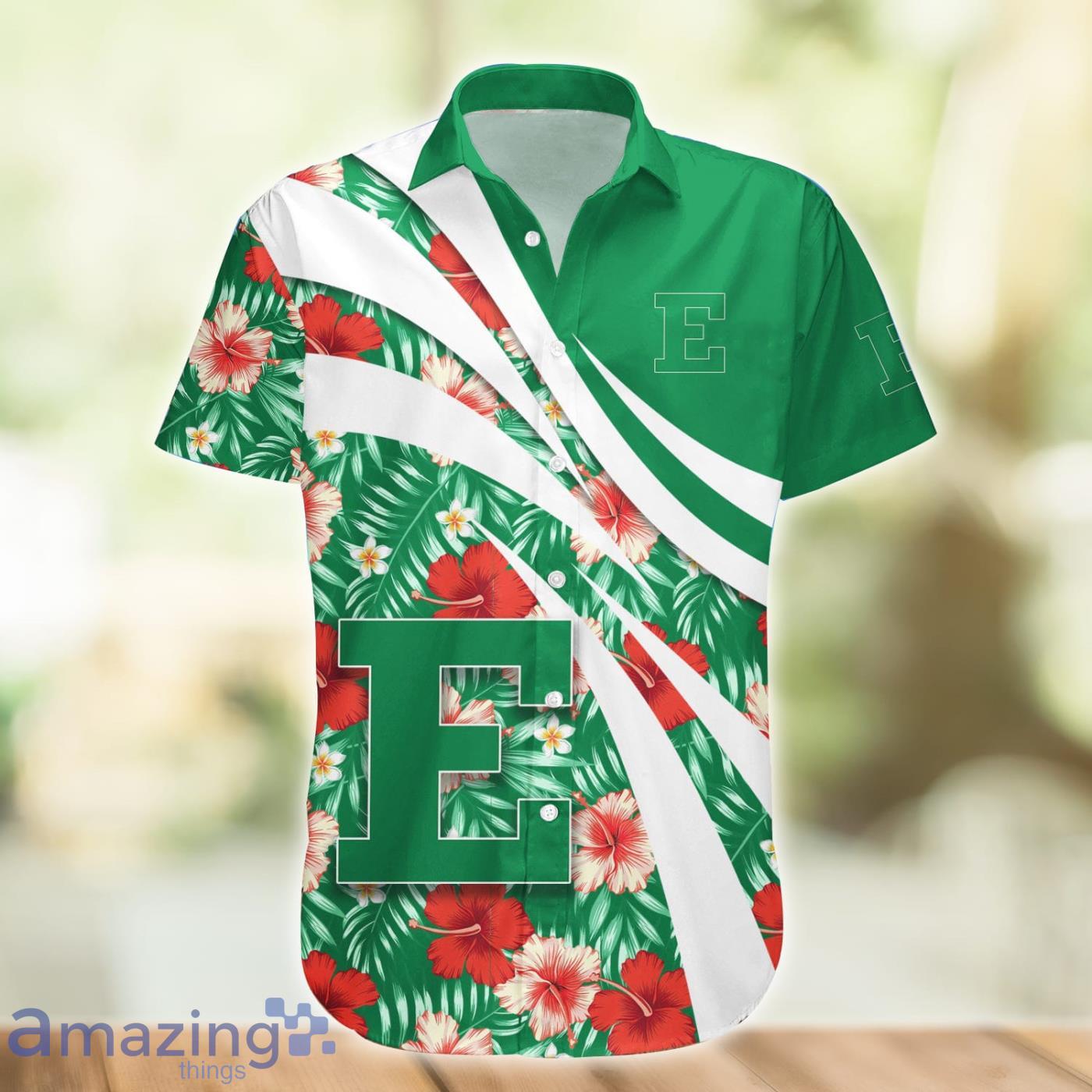 Eastern Michigan Eagles NCAA Hibiscus Flower Pattern Aloha Hawaiian Shirt Product Photo 1