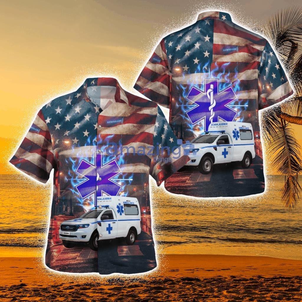 Ems Ambulance Tropical Hawaiian Shirt Product Photo 1