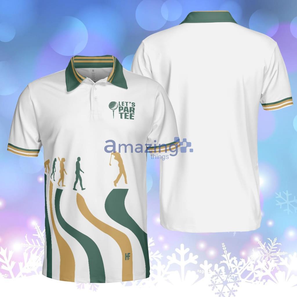 Evolution Of The Golf White Polo Shirt, Let's Par Tee Polo Shirt Product Photo 1