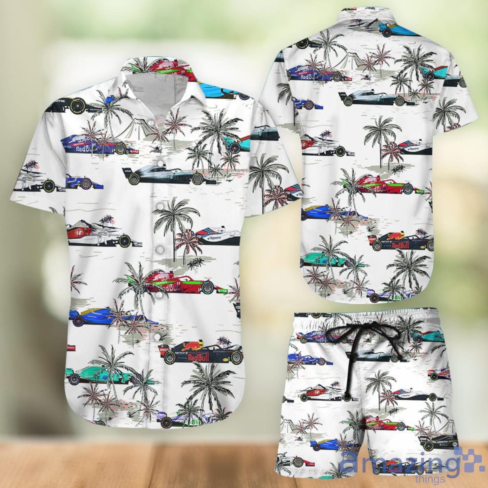 Red Bull Racing F1 Summer Short Sleeve Hawaiian Beach Shirt