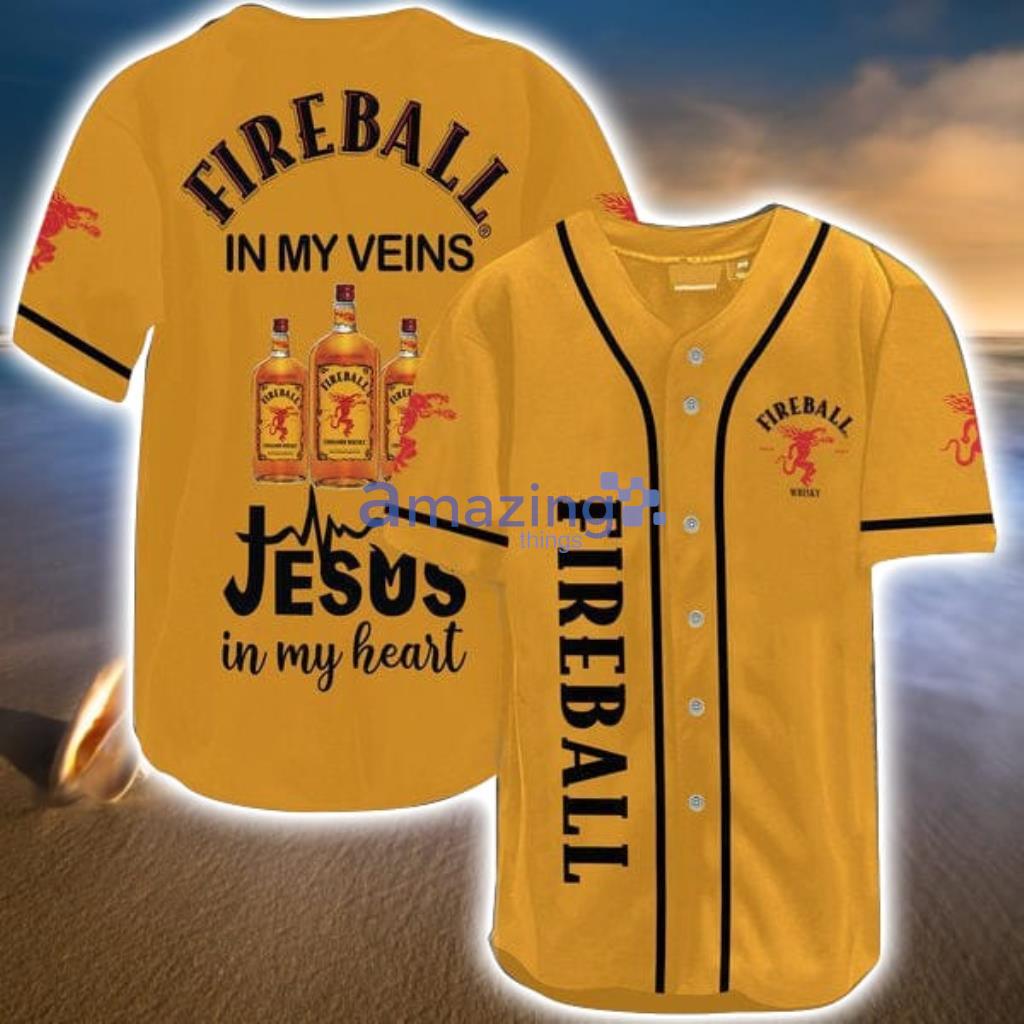 Fireball Whiskey In My Veins Baseball Jersey Shirt Gift For Men And Women Product Photo 1