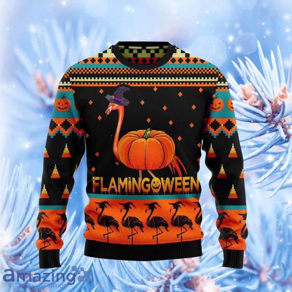 Flamingoween Pumpkin Halloween Ugly Sweater 3D Gift For Men And Women Product Photo 1