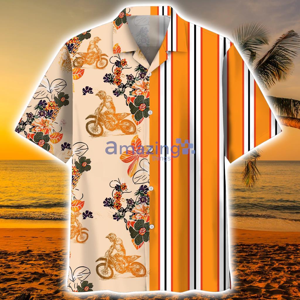 Floral Stripes Motocross Hawaiian Shirt Gift For Men And Women Product Photo 1