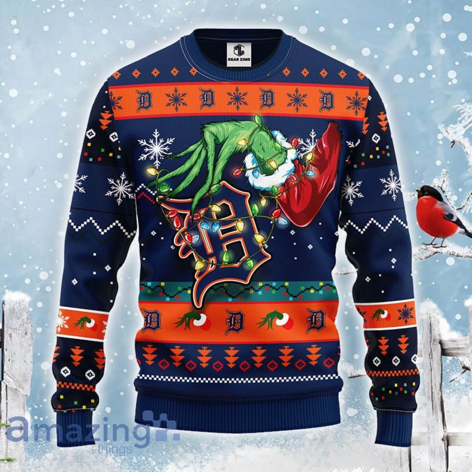 For MLB Fans Detroit Tigers Grinch Hand Funny Xmas Christmas Gift Men And  Women Ugly Christmas Sweater - Freedomdesign