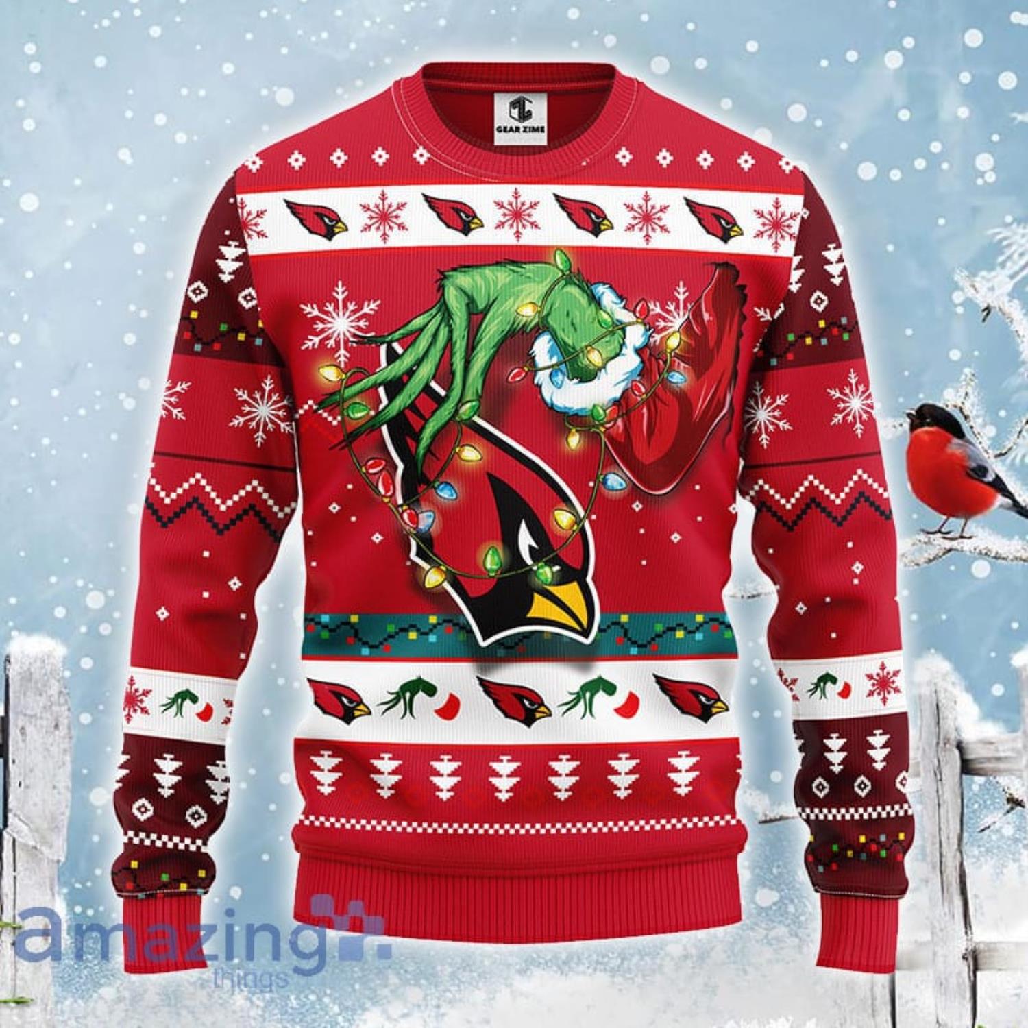 For NFL Fans Arizona Cardinals Grinch Hand Funny Christmas Gift Ugly  Christmas Sweater