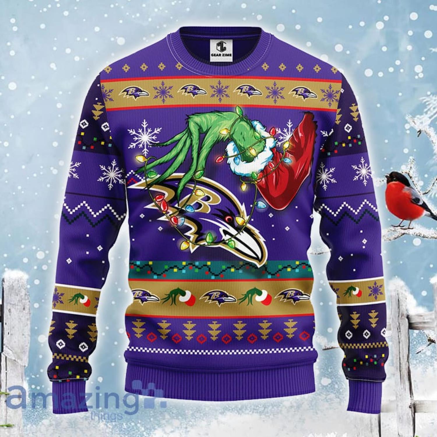 Cute Grinch American Football Baltimore Ravens Ugly Christmas