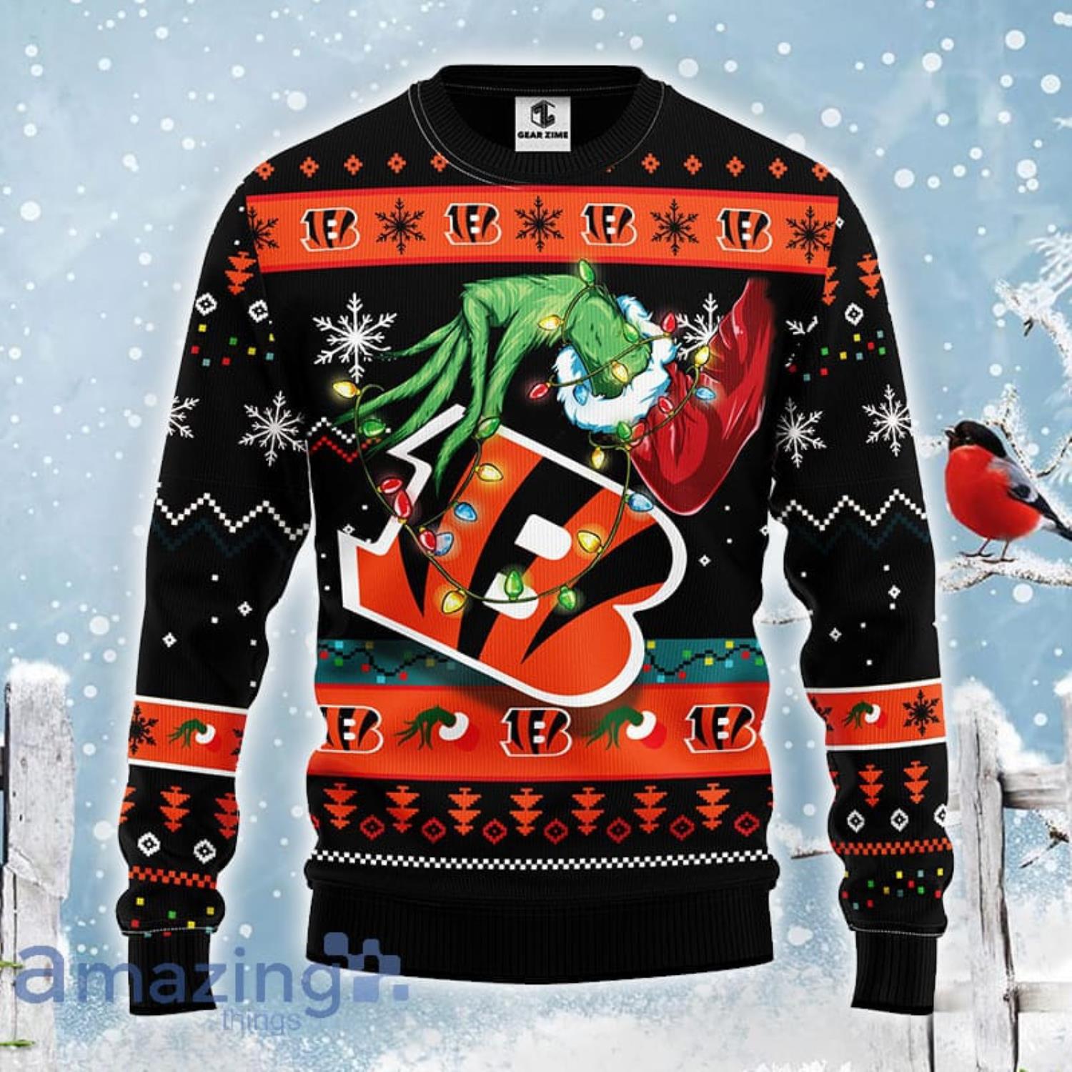 NFL Cincinnati Bengals Logo With Funny Grinch Ugly Christmas Sweater Sport  Fans Men And Women Christmas Gift