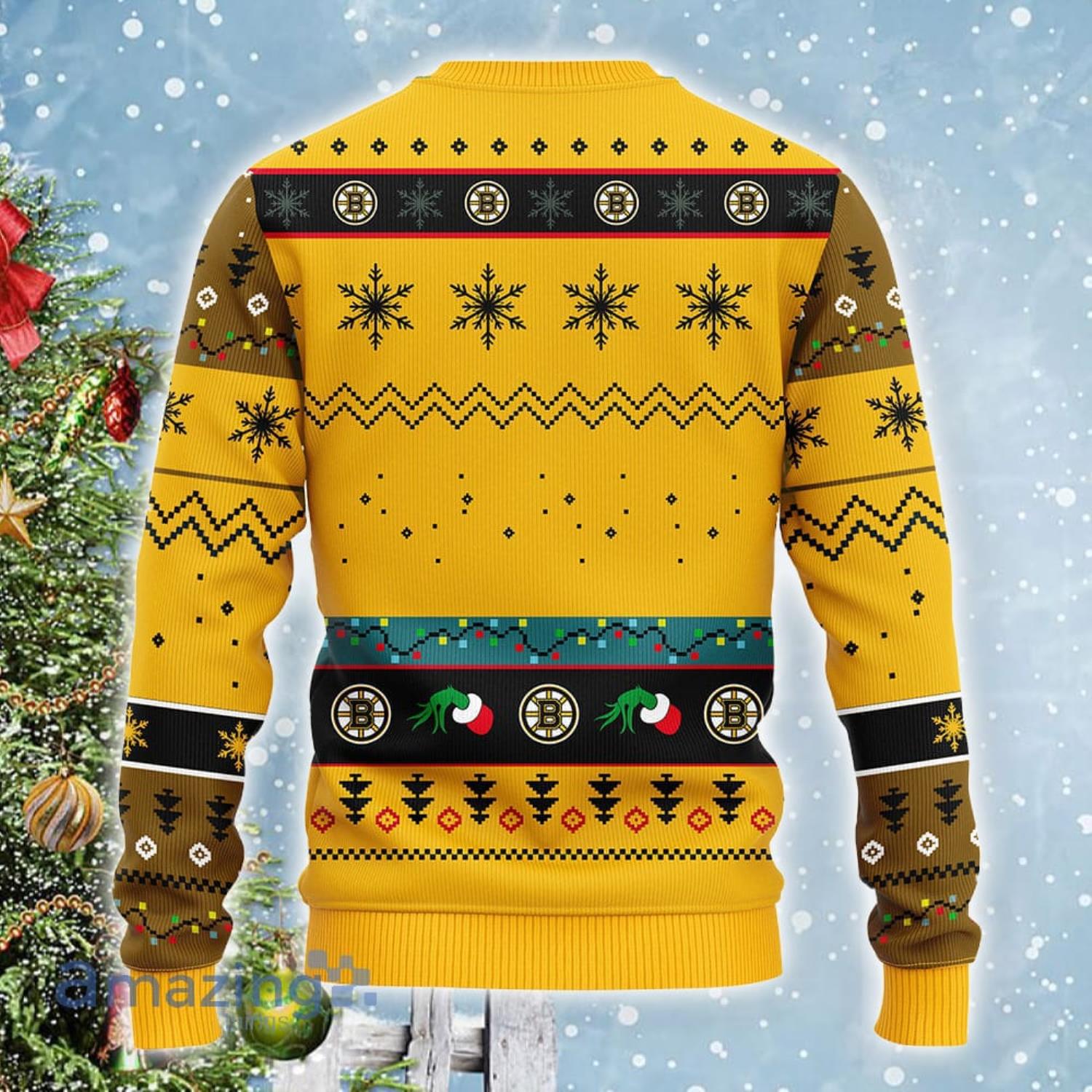 NHL Boston Bruins Custom Name Number Black Stadium 3D Ugly Christmas  Sweater Christmas Gift Ideas For Fans - Freedomdesign