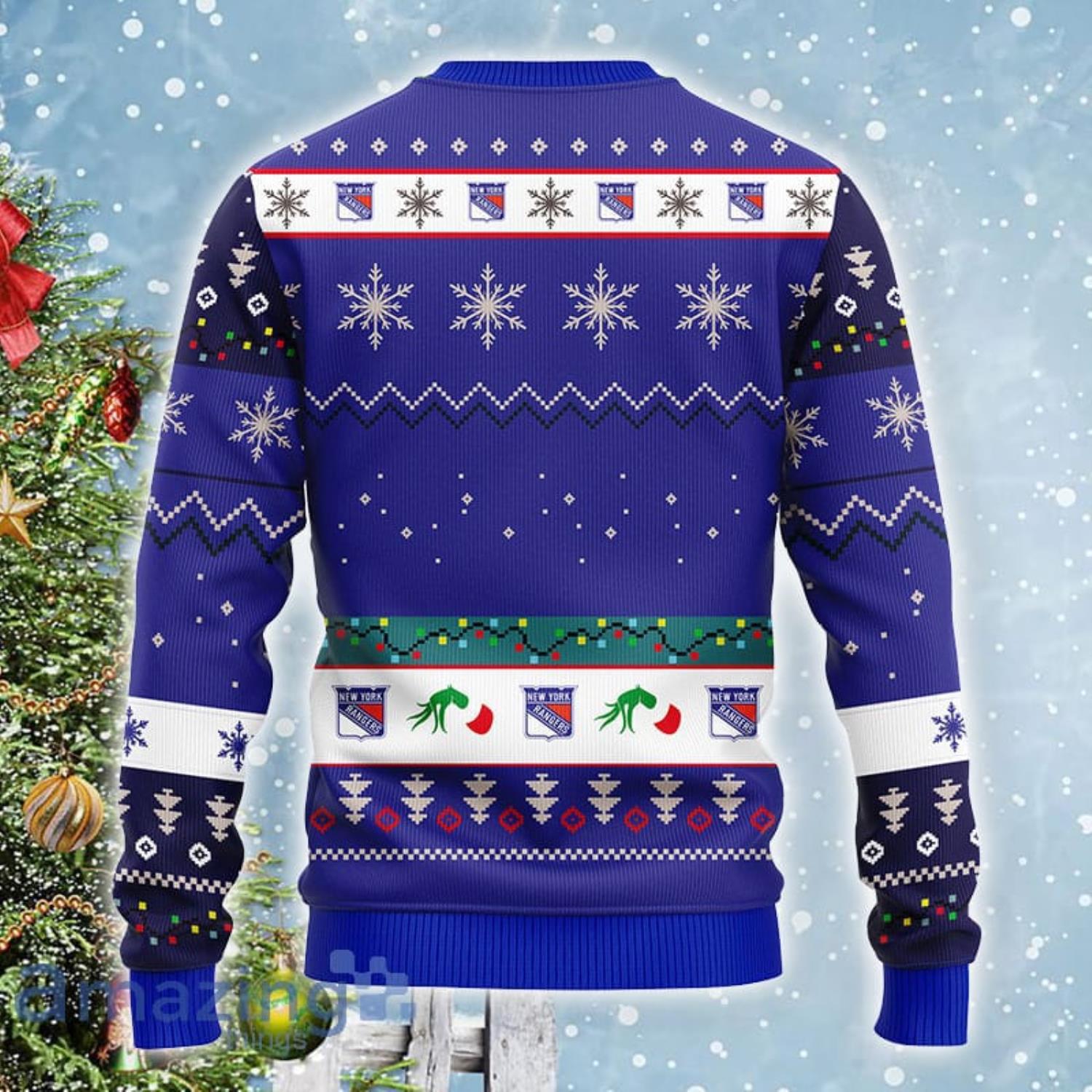 For NHL Fans New York Rangers Grinch Hand Funny Men And Women Christmas  Gift 3D Ugly Christmas Sweater - Banantees