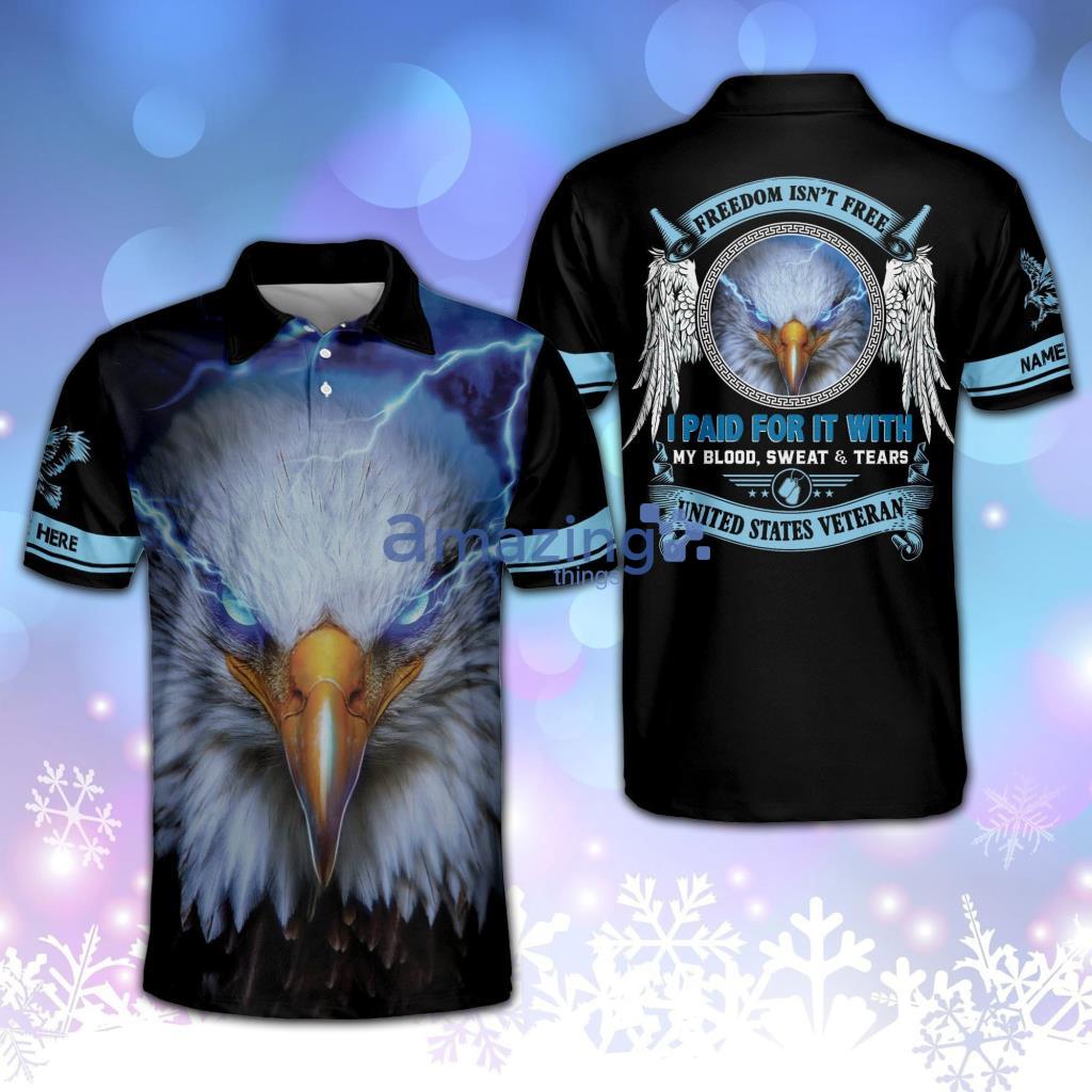 Freedom Isn't Free American Eagle Veteran Personalized Golf Polo Shirt image Freedom Isn't Free American Eagle Veteran Personalized Golf Polo Shirt Product Photo 1