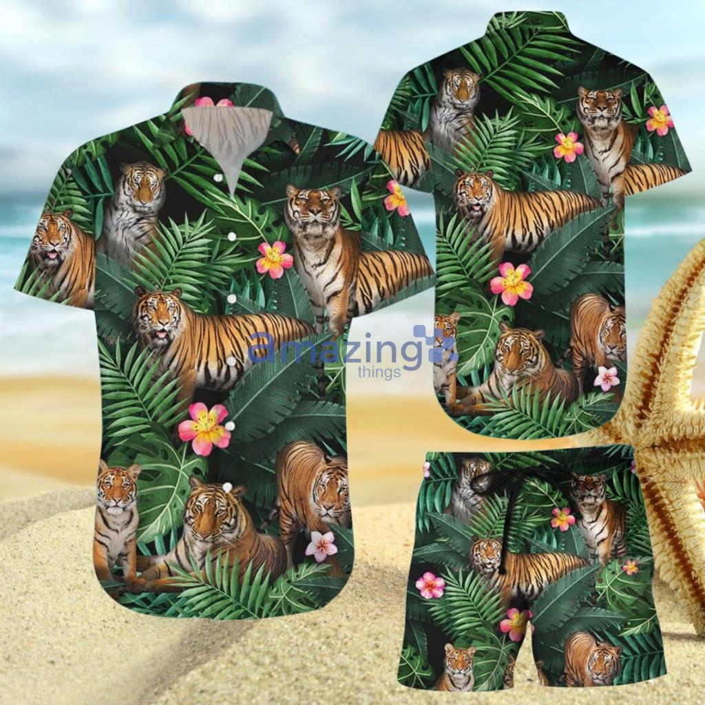 Fresh Green Tropical Tiger Hawaiian Shirt And Short Gift For Men And Women Product Photo 1